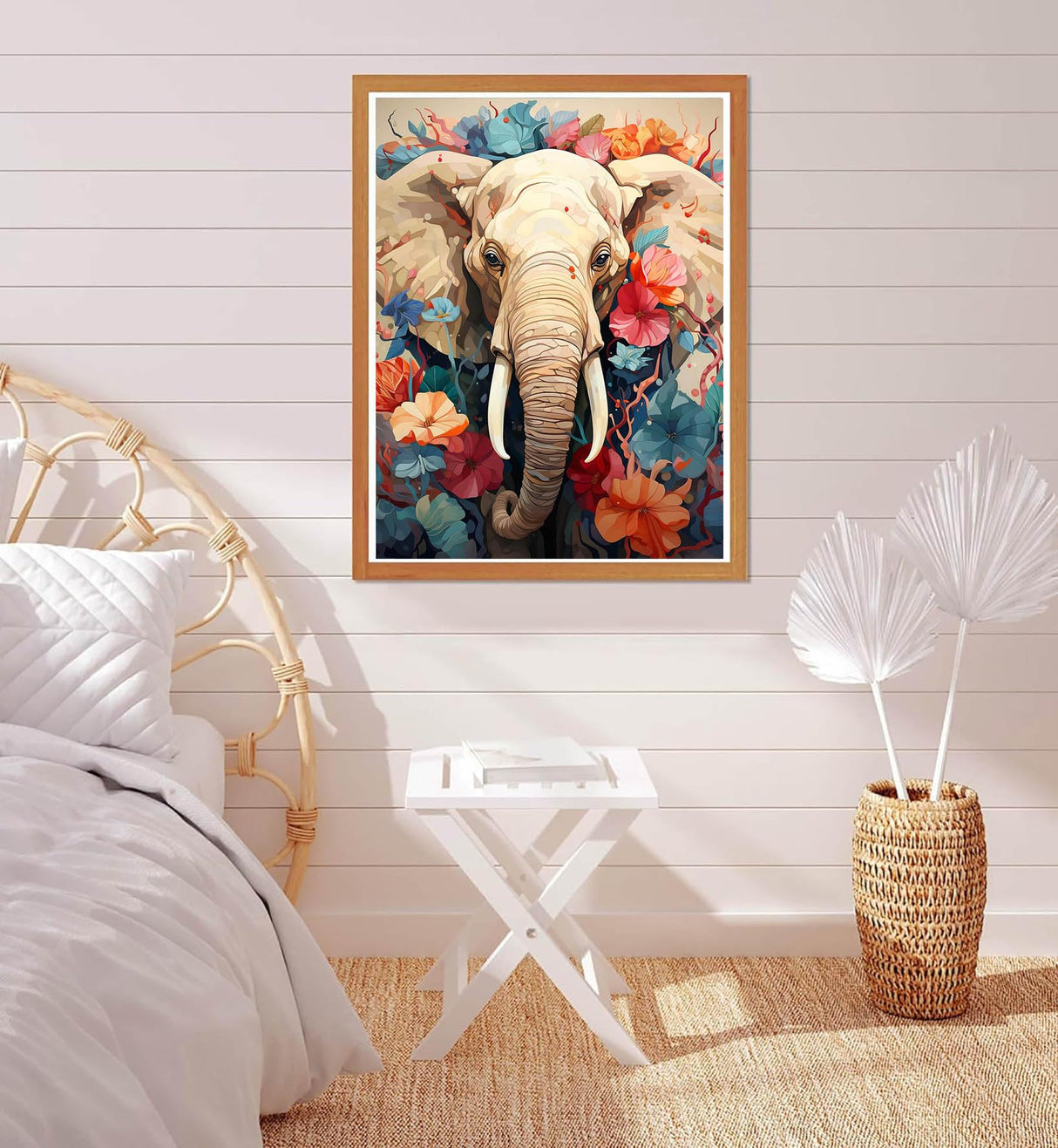 Bimkole Elephant Paint by Number for Adults, DIY Oil Painting Kit on Canvas with Paintbrushes and Acrylic Pigment, Perfect for Paint by Numbers for Adults Beginner, for Home Wall Decor 16x20inch Bimkole