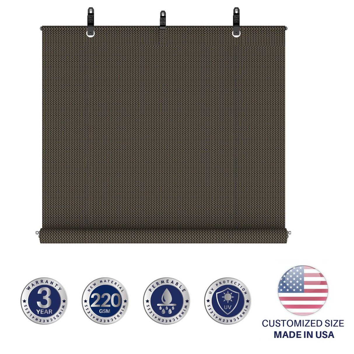 Windscreen4less Exterior Roller Shade Blinds Outdoor Roll Up Shade Privacy for Deck Back Yard Gazebo Pergola Balcony Patio Porch 7’ W x 6’ L Brown… Windscreen4less