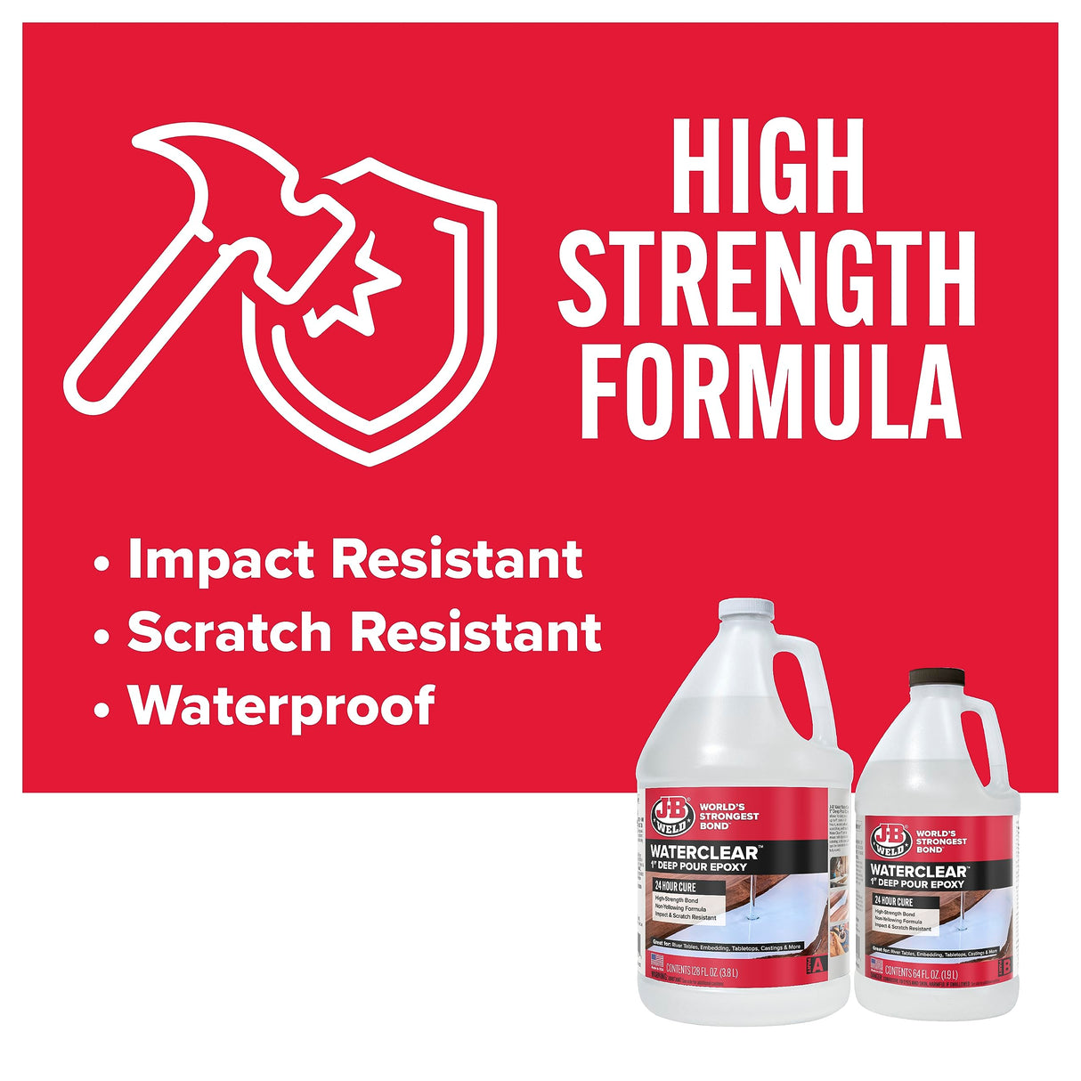 J-B Weld 1" Deep Pour Epoxy WaterClear, 24 Hour Cure, 1", 1.5 Gallon Kit J-B Weld