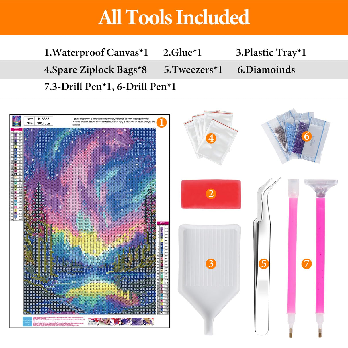 Offito Aurora Diamond Art Kits for Adults, 5D Starry Sky Lake Diamond Painting Kits for Beginners, Fantastic Landscapes DIY Full Drill Dots Gem Art Paint for Home Wall Decor 12 x 16 Inch Offito
