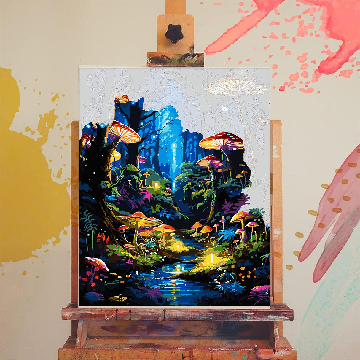 xackcme Mushroom Paint by Numbers for Adults - Forest Paint by Number on Canvas Without Frame, DIY Oil Painting for Gift Home Wall Decor (16x20 inch) xackcme