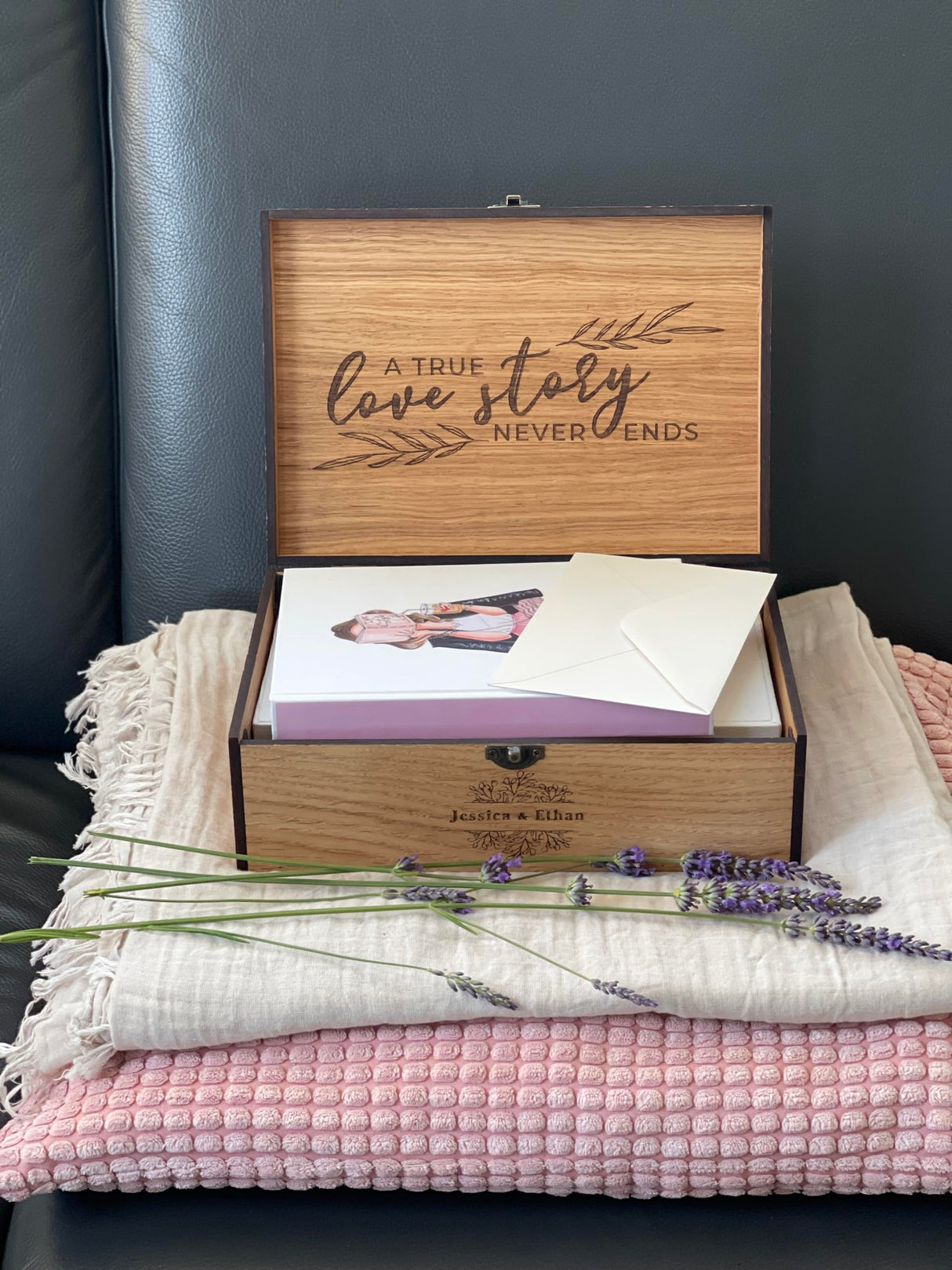 Personalized Memory, Wooden, Wedding Keepsake box - Christmas Couple Love Gift for Him, Brother, Boyfriend Customized Engraved Lock Wood Box (Oak) InsideDecor.Shop