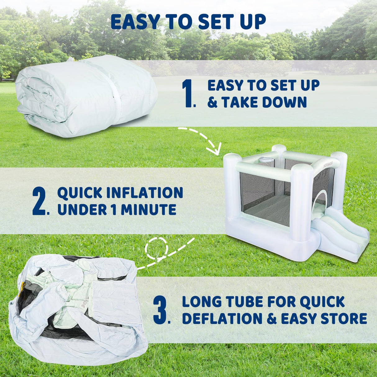 JOYMOR Grandient Style 3-in-1 Bounce House for Kids 3-6 w/Basketball Hoop, Slide, Kids 30s Blow Up Small Bounce House with Blower for Toddlers Indoor Outdoor Party JOYMOR