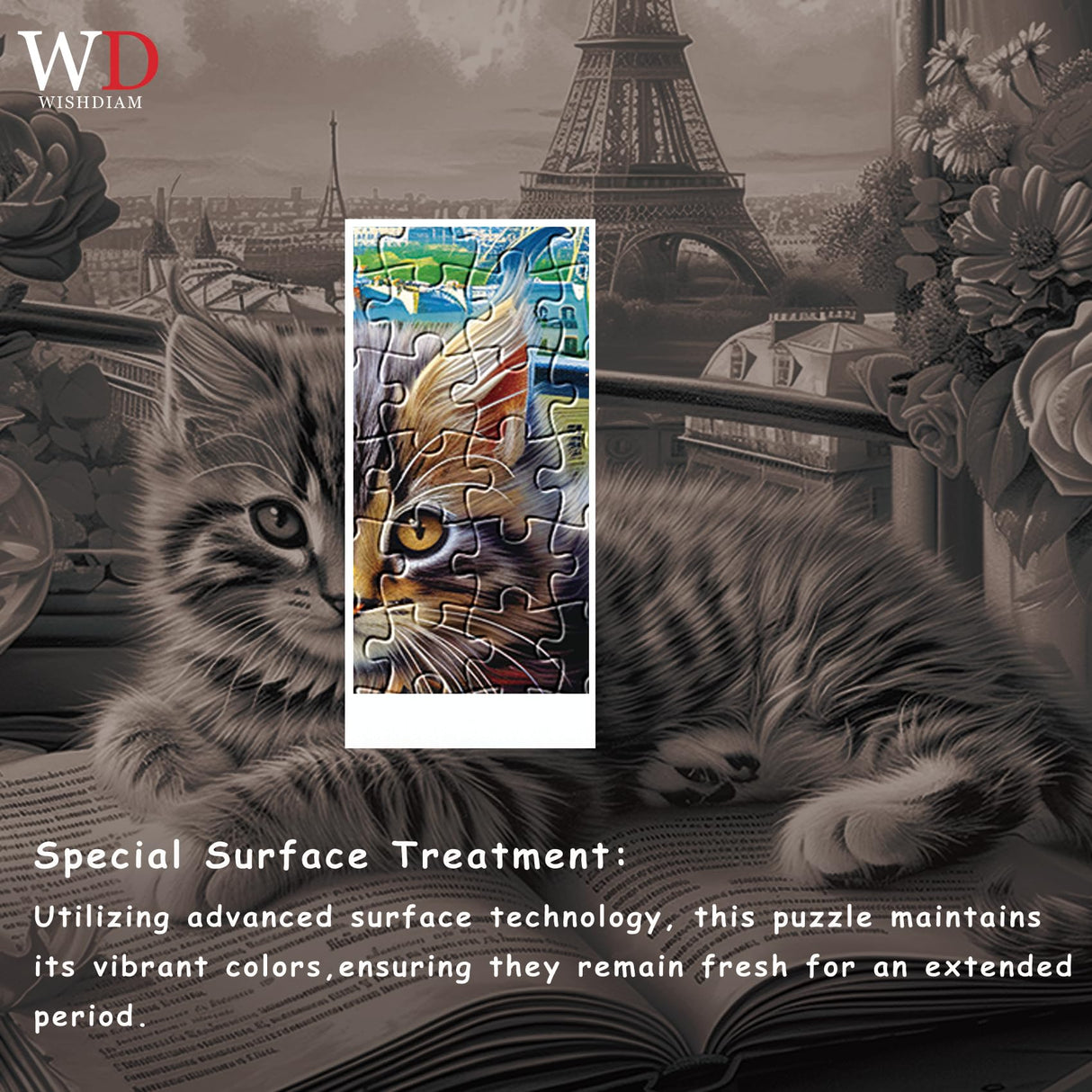 Jigsaw Puzzles 1000 Pieces - WISHDIAM Puzzles for Adults - Cats Kitten Pets Animal Lovers Impossible Hard Difficult Challenging Puzzles for Home Decor Birthday Party Gifts Toy (Shadow of Paris) WISHDIAM