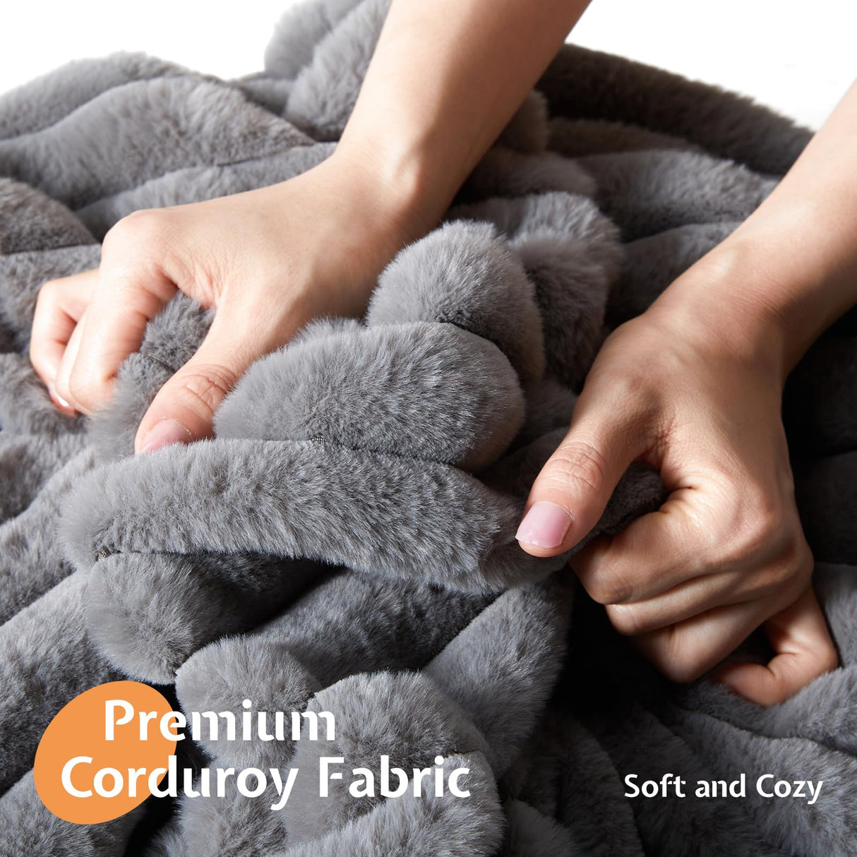 Jocisland 60" Tall King Bed Frame with LED Lights, Corduroy Upholstered Platform Bed Frame with Wingback Headboard and Charging Station/No Box Spring Needed/Grey Jocisland