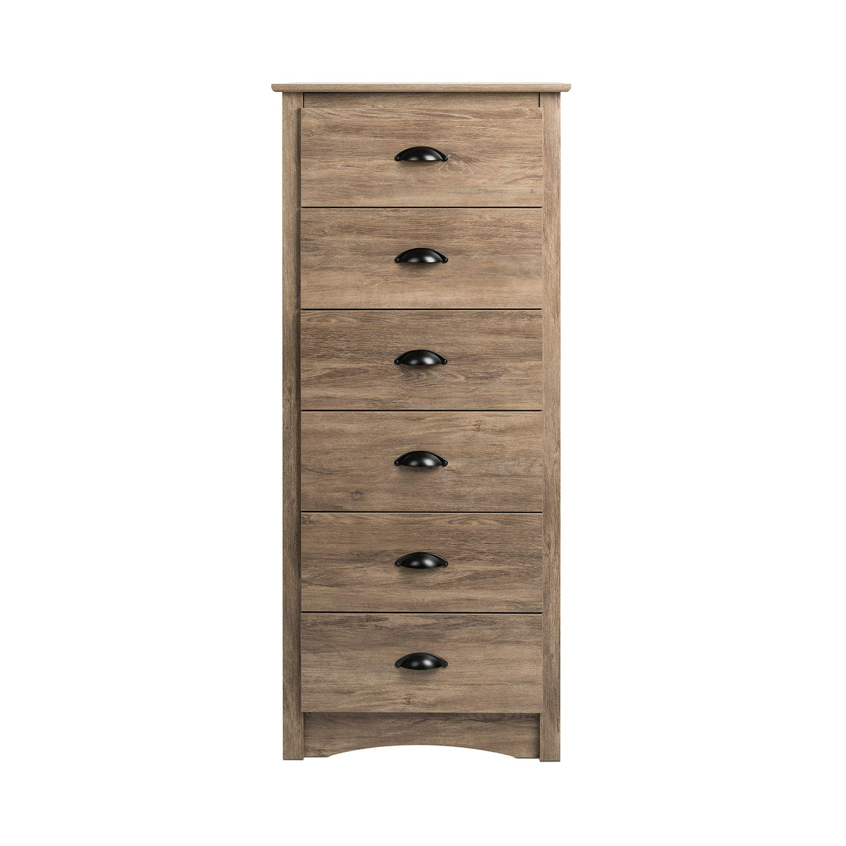 Prepac Salt Spring Rustic 6-Drawer Tall Dresser for Bedroom, Farmhouse Dresser Chest of Drawers 17.65" D x 23.25" W x 53" H, Drifted Gray, DDC-2354 Prepac