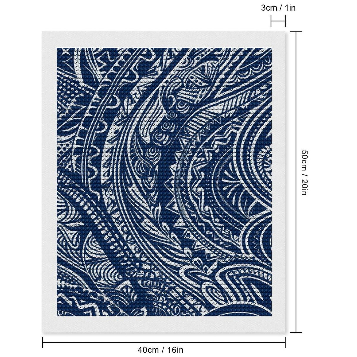 YKLBV Diamond Art Kits for Adults Diamond Painting Kits for Adults DIY Paint with Round Full Drill Diamonds Paintings Blue Polynesian Maori Tribal Pattern Gem Art for Home Wall Decor Gift YKLBV