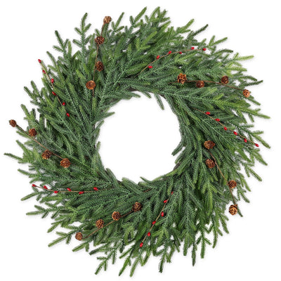 26 Inch Christmas Wreaths for Front Door with Red Berry Real Touch Large Artificial Xmas Winter Pine Cedar Wreaths for Windows Outdoor Christmas Home Yard Farmhouse Wall Front Door Porch Hanging Decor