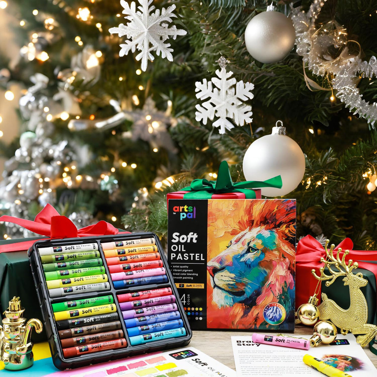 Artspal Soft Oil Pastels Set, 24 Vibrant Colors, Oil Pastel Crayons for Artists, Beginners, Teachers, Students, Great Blending and Layering for Art Supplies, Art Painting, Drawing (10 x 70 mm) Arts Pal