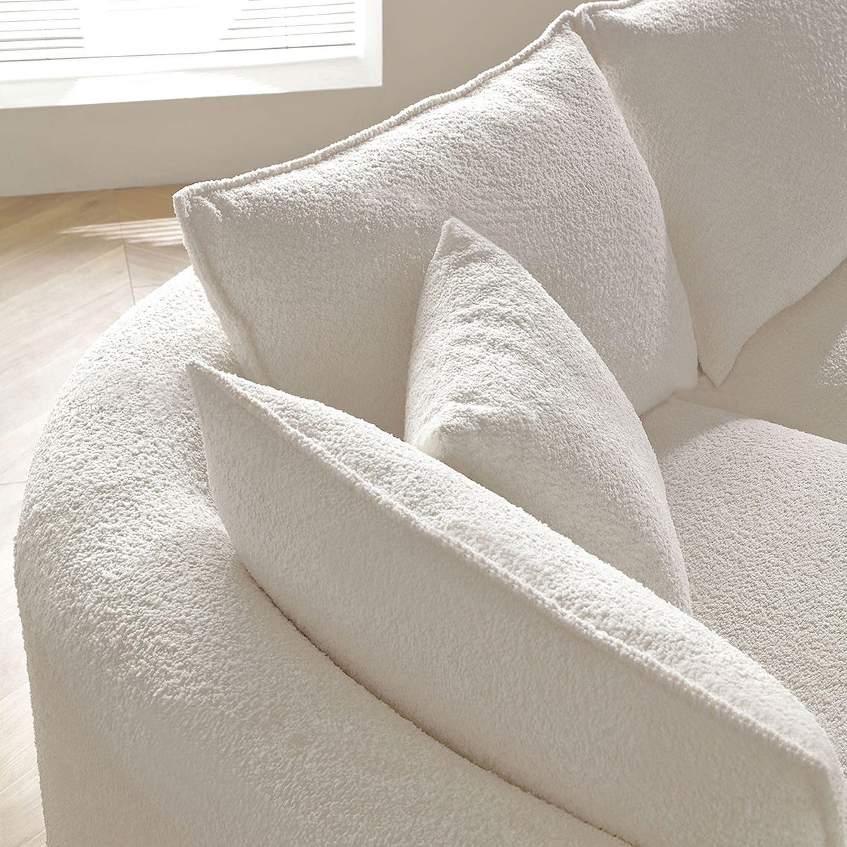 KEVINSPACE 125" Curved Sofa Modern Curved Couch Living Room Modular Sectional Sofa Set 4 Seat Cream Sofa Mid Century Upholstered Couch Boucle Fabric Sofa for Bedroom Apartment Left Hand Facing KEVINSPACE