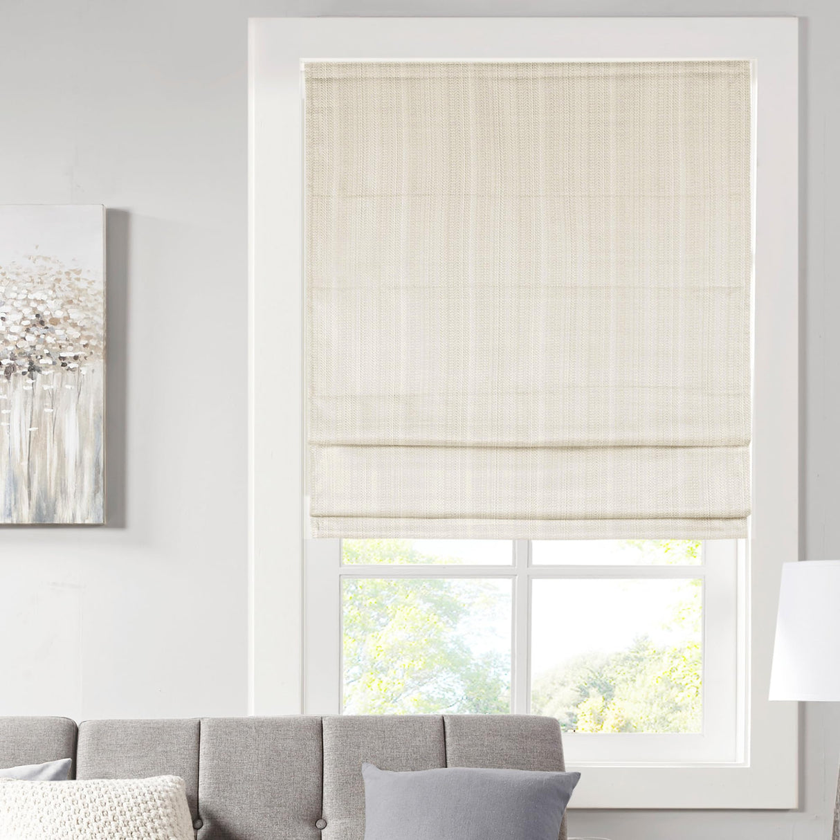 Madison Park Galen Cordless Roman Shades-Fabric Privacy Single Panel Darkening,Energy Efficient,Thermal Insulated Window Blind Treatment,for Bedroom,Living Room Decor,31"x64", Galen Basketweave Ivory Madison Park