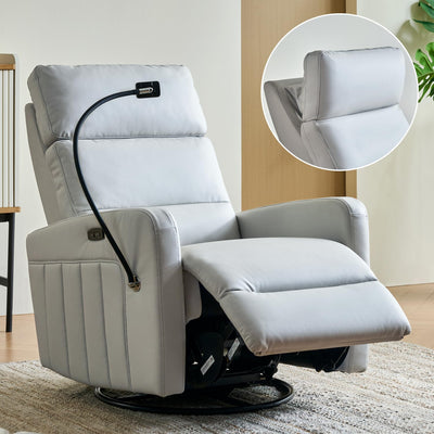 AIRSKY Power Recliner Chair, Oversized Swivel Rocker Recliner, Electric Recliner Chairs for Adults, Nursery Rocking Chairs, Lazy Boy Recliner Chair, P2 (Gray White)