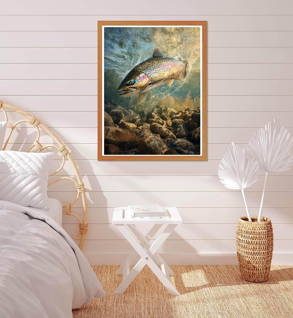 Bimkole Fish Paint by Number for Adults, DIY Oil Painting Kit on Canvas with Paintbrushes and Acrylic Pigment, for Paint by Numbers for Beginner, for Home Wall Decor (16x20Inch) Qm2833 Bimkole