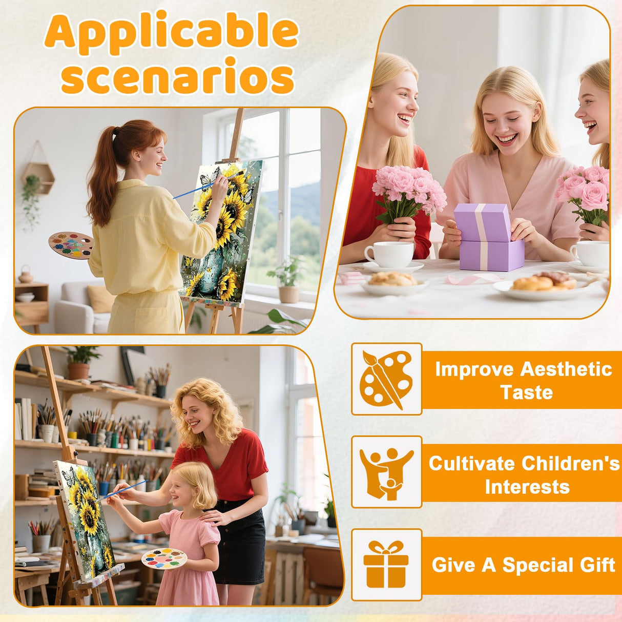 EMIEAUFG Creative Paint by Number Kit for Adults,Butterfly Sunflower DIY Paint by Numbers Set for Home Decor and Gifting - 12x16 Inch EMIEAUFG