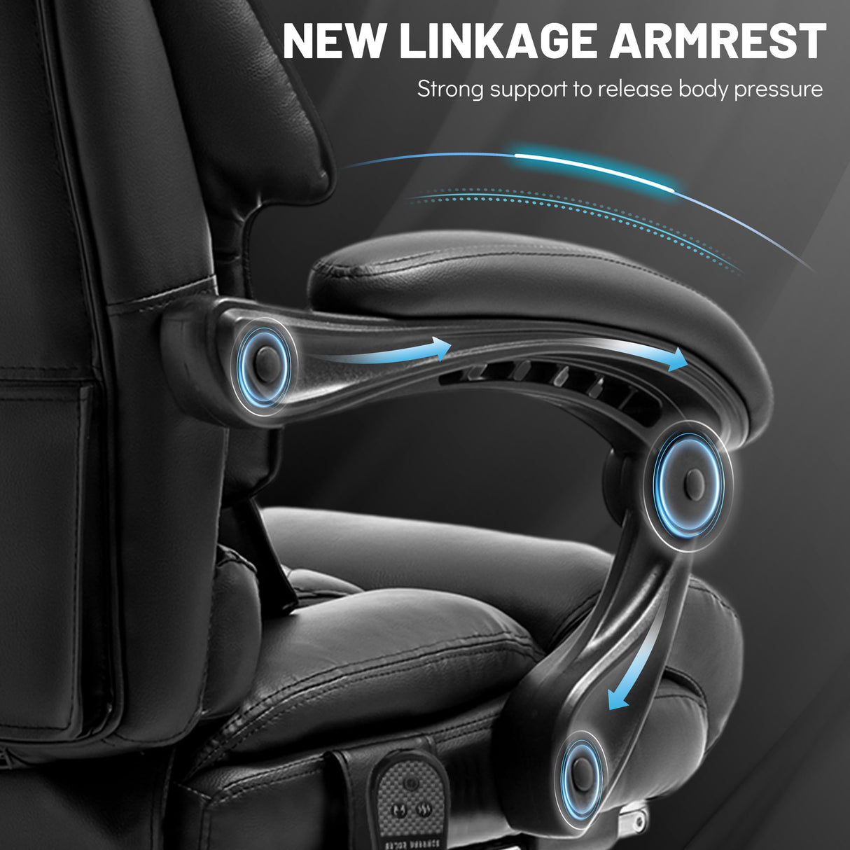 Massage Office Chair with Foot Rest,3D Kneading & Heat Executive Office Chairs,Big and Tall Leather Office Chair 500LBS,Ergonomic Desk Chair for Heavy People,Recliner with Dual-Use Pillow,Black BLISNEST