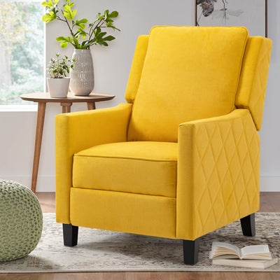 AVAWING Push Back Recliner Chair, Wing Back Chairs with Arms, Mid-Century Vintage Accent Chair for Living Room, Polyester, Yellow