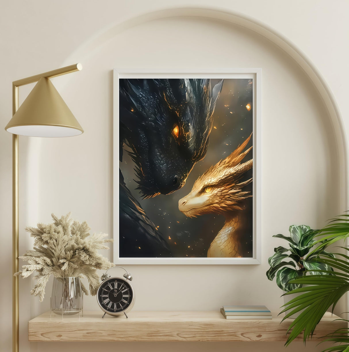 BYGFHLYW 5D Diamond Painting Kits for Adults, Black Golden Dragons Diamond Art Kits for Adults Beginner, DIY Full Drill Diamond Dot Gem Painting for Home Wall Decor 12x16 inch BYGFHLYW