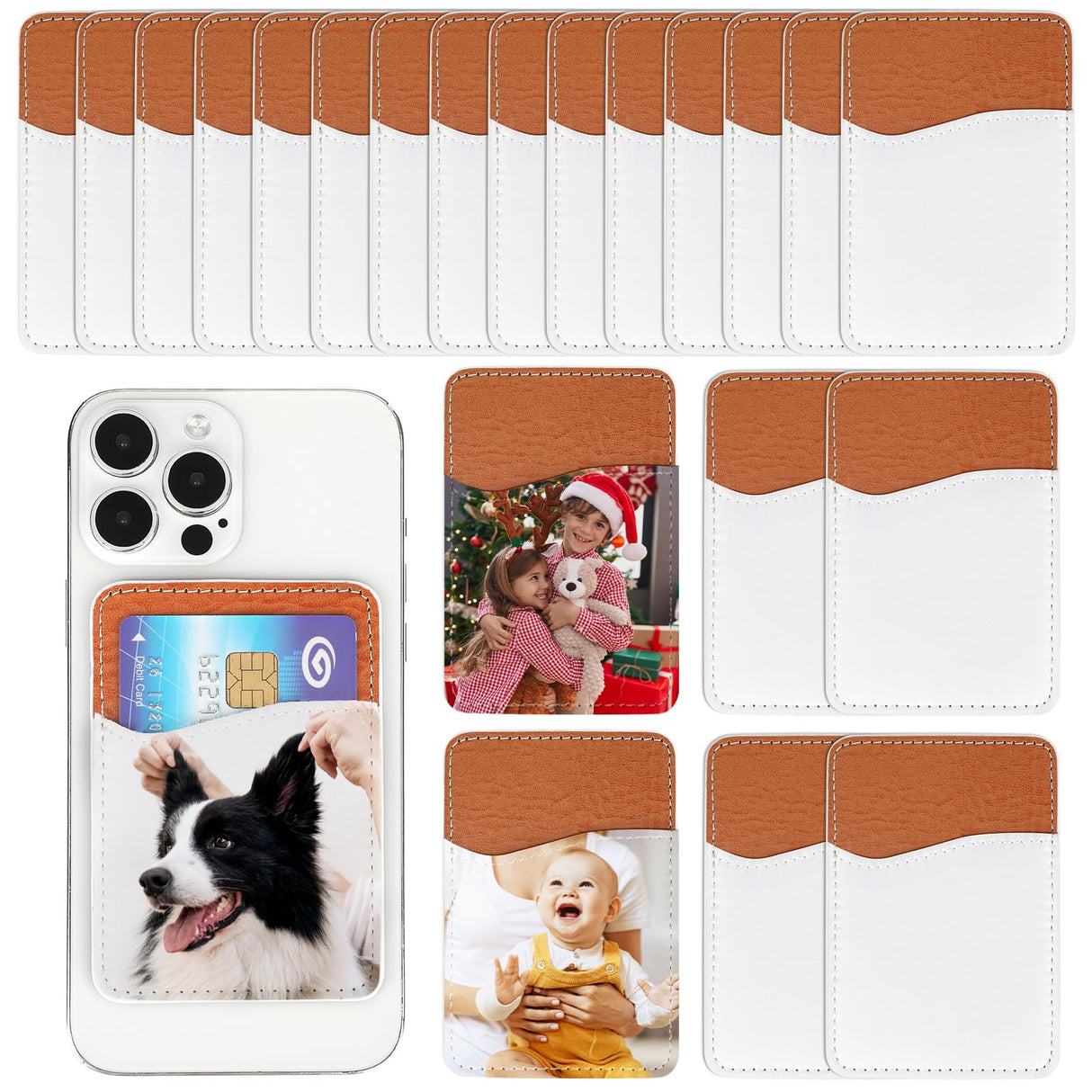 VZZNN 24 Pack Sublimation Blank Phone Wallet,PU Leather Phone Card Holder for Back of Phone,Phone Wallet Stick On,Credit Card Holder for Phone Case Compatible for Most of Cell Phone VZZNN