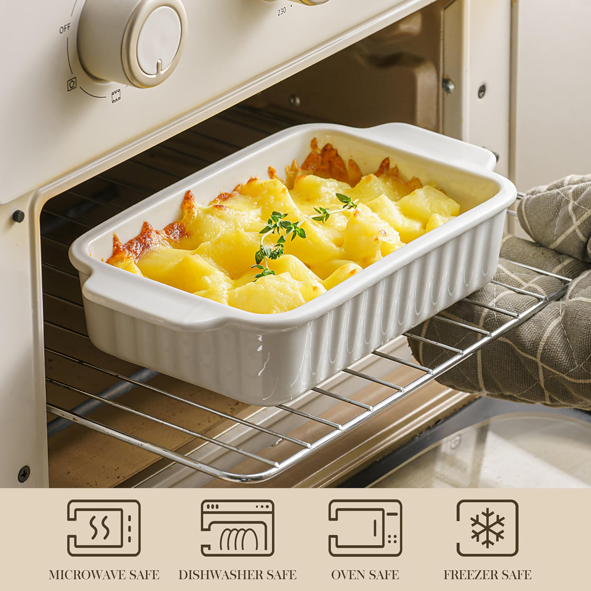 Gacoree Small Baking Dish, 9x5 inch Small Casserole Dishes for Oven, 30 Oz Ceramic Small Baking Pans with Double Handles for Roasting, Lasagna, Pie, Gratin, Set of 2 Gacoree