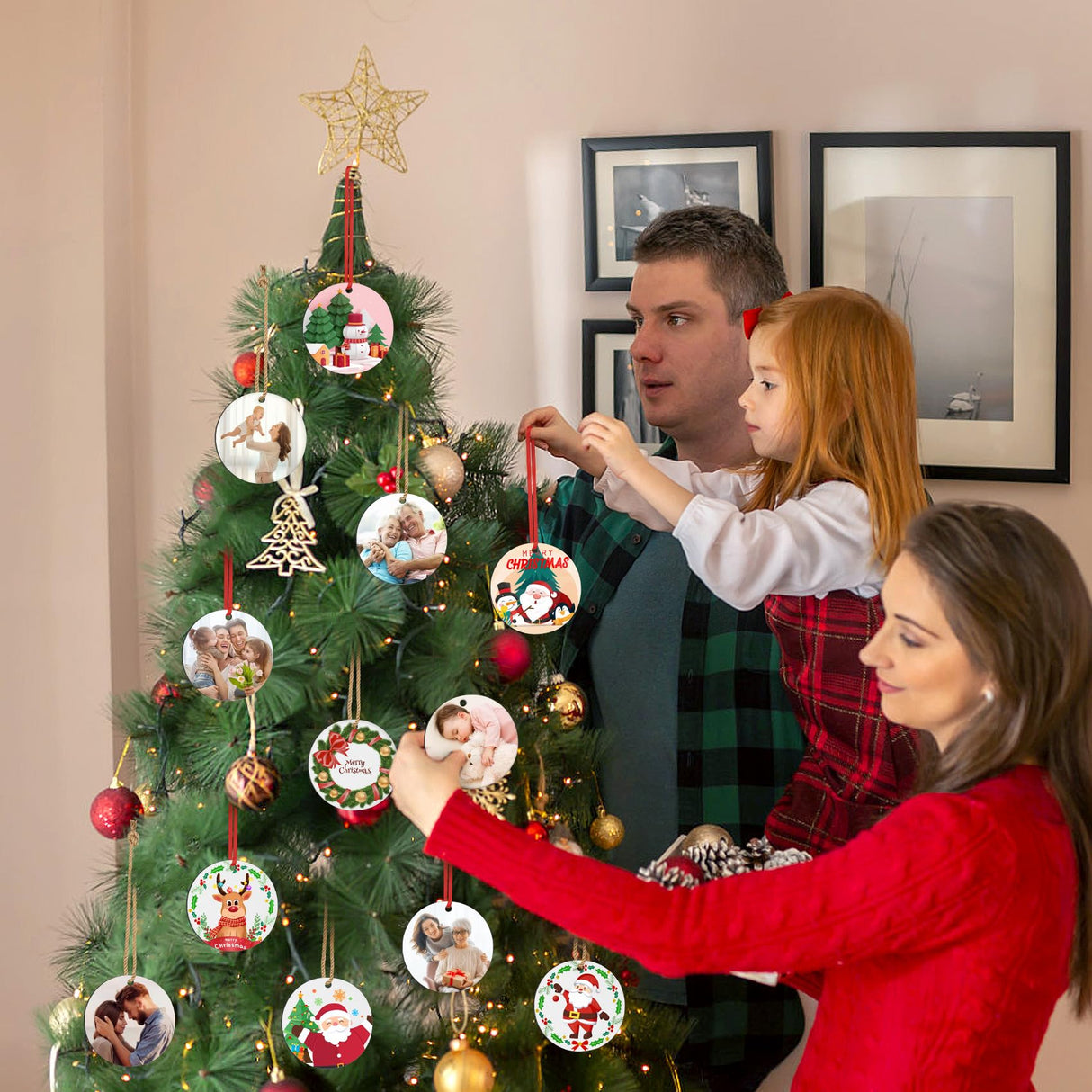 32 Pcs Sublimation Ornament Blanks, Round Christmas Personalized Sublimation Blanks Pendant for Christmas Party Favors, Christmas Decoration Supplies, DIY Handmade Crafts(2.75 inches) Ozera Kitchen