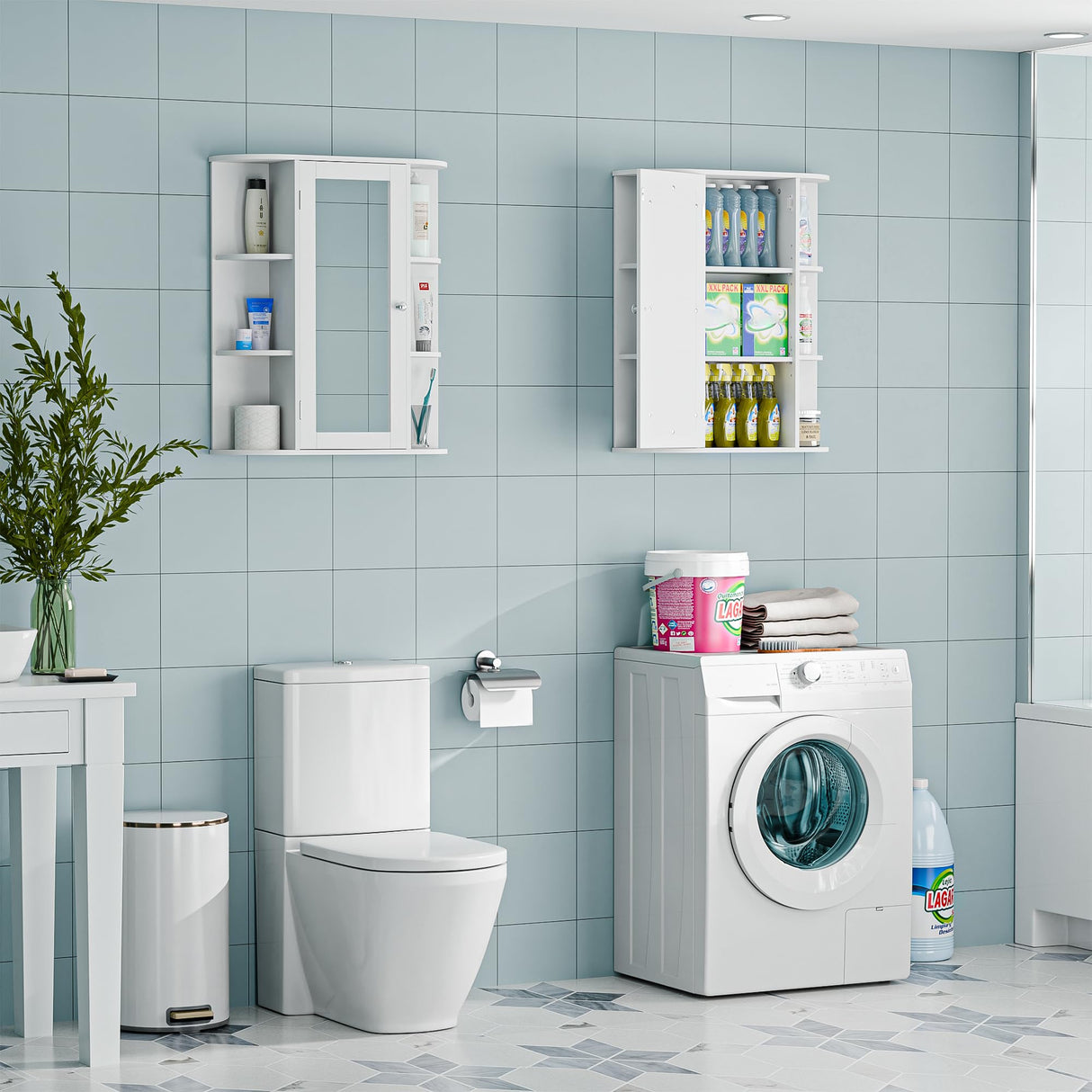 ZENY Bathroom Cabinet with Mirror Wall Mount Medicine Cabinet with 2 Tier Inner Adjustable Shelves Wooden Storage Cabinets Organizer ZENY