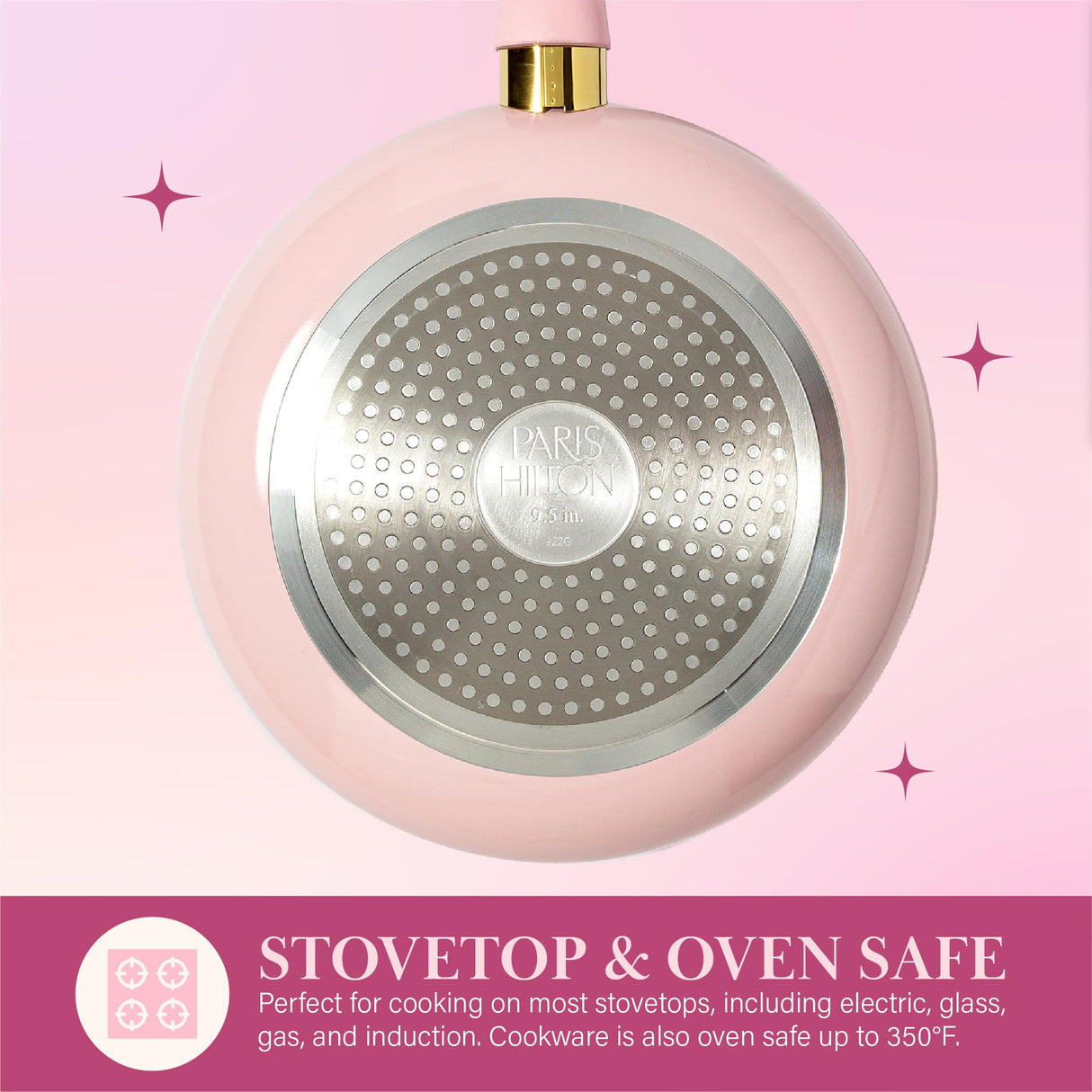 Paris Hilton Epic Nonstick Pots and Pans Set, Multi-layer Nonstick Coating, Tempered Glass Lids, Soft Touch, Stay Cool Handles, Made without PFOA, Dishwasher Safe Cookware Set, 12-Piece, Pink Paris Hilton