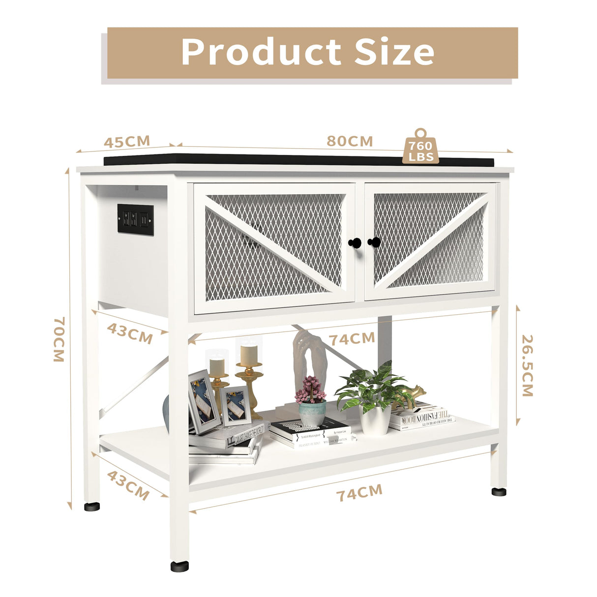 Avolander 40-50 Gallon Fish Tank Stand, Aquarium Stand with Power Outlets & LED Light, Cabinet for Fish Tank Accessories Storage, Heavy Duty Metal Frame, 760LBS Capacity, White Avolander