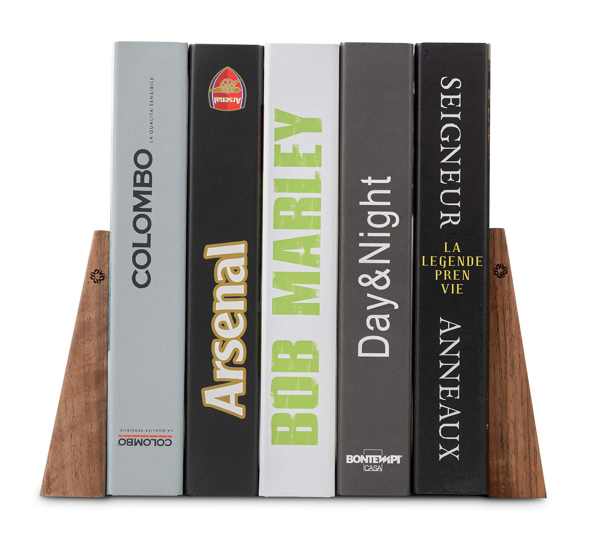 TILISMA Book Ends for Shelves - Handmade Wooden Bookends with Metal Base, Walnut Tree - Sturdy Book Holders for Heavy Books - Fancy Modern Decorative Book Accessories to Hold Books Firmly on Bookshelf TILISMA