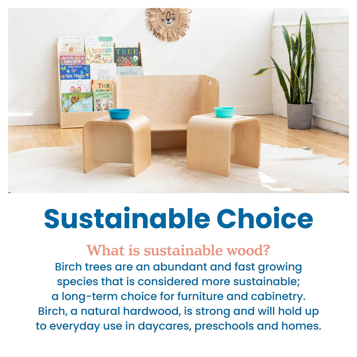 ECR4Kids Bentwood Multipurpose Table and Chair Set, Kids Furniture, Natural, 3-Piece ECR4Kids