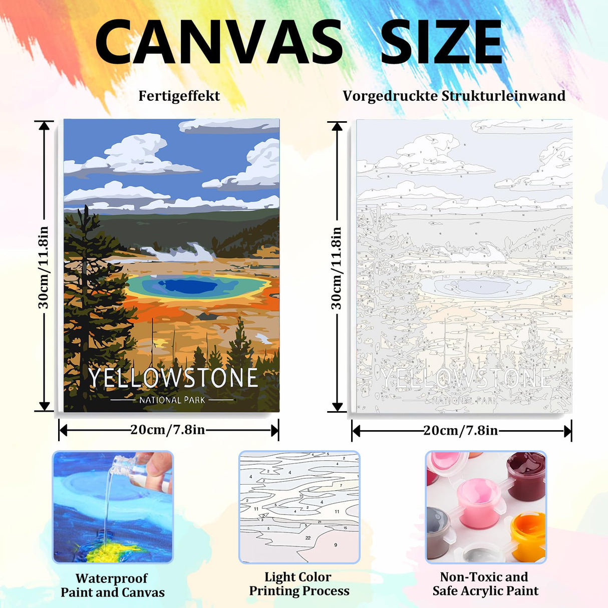 Aestalrcus 4 Pack Framed Paint by Numbers Kit for Adults, National Park Adult Paint by Number Kits, Landscape DIY Acrylic Oil Painting by Numbers for Adults for Gift Home Decor 8x12 inch Aestalrcus