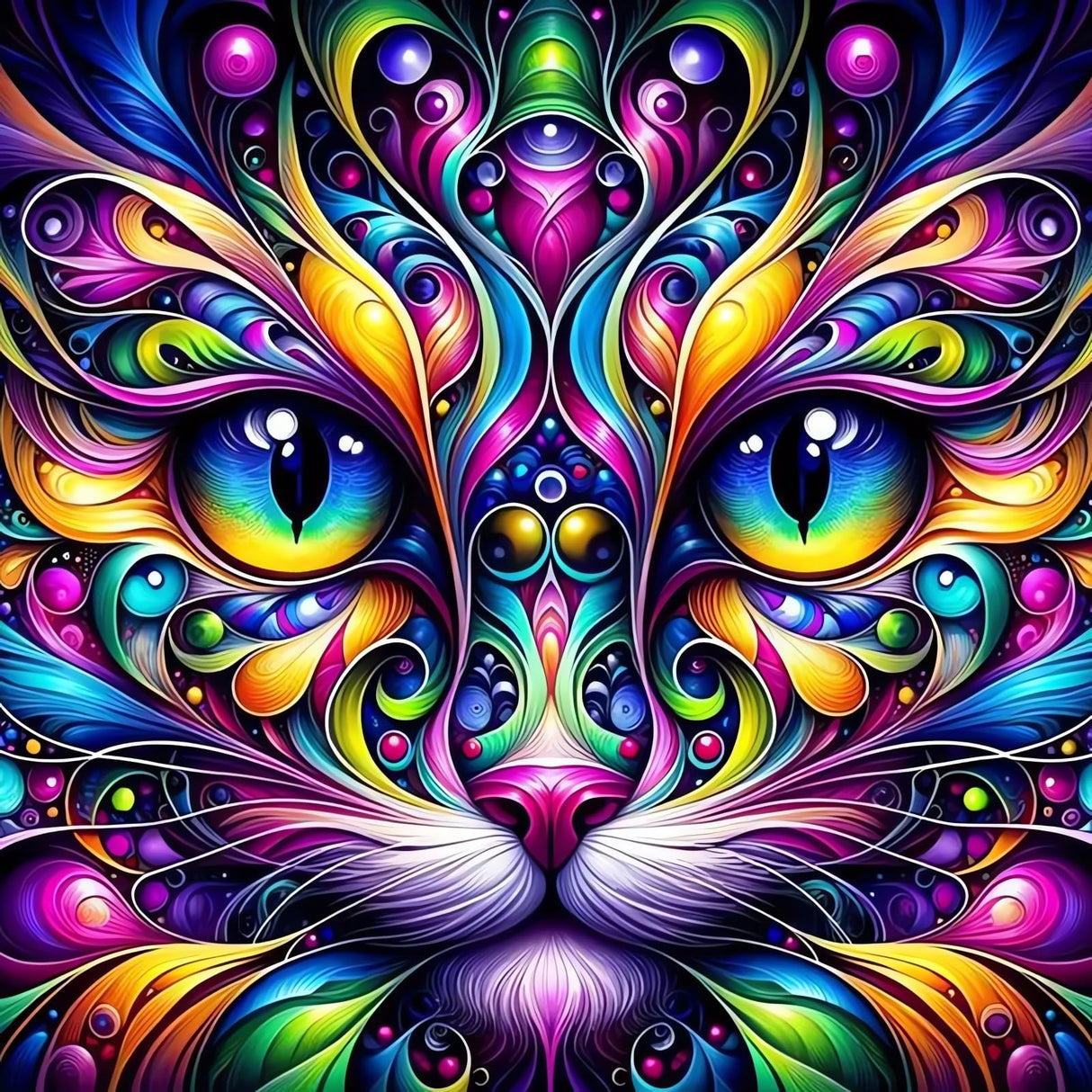 Cat Diamond Art Kits for Adults, 5D Cat Diamond Painting Kits, Animal Dimond Art Paintings Kit, Diamond Dot, Gem Painting Kit, Crafts for Adults, Crystal Art, Home Wall Decor Gifts (14x14inch) Rekxtmo