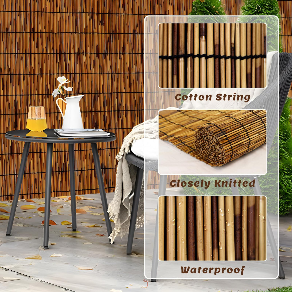 TENTONUP Bamboo Fence 6 Feet High Outdoorh,Bamboo Reed Fence Rolls,Bamboo Privacy Fence Screen,Bamboo Reed Fencing for for Outdoor Backyard,Garden,Balcony,Patio,6FT x 16.4FT,Brown TENTONUP