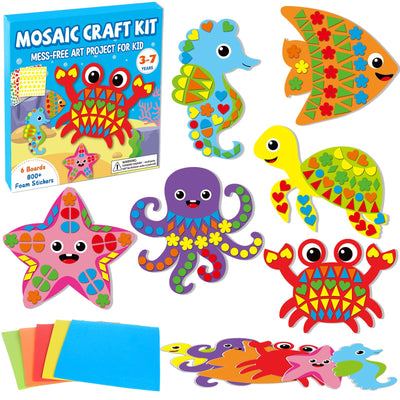Lonfliness Ocean Animal 3D Foam Sticker Kit No Mess Felt Sticker Art Crafts for Kids DIY Underwater Sticker Craft for Boy Girl 3+ Birthday Gift Preschool Home Learning Educational Game Activity