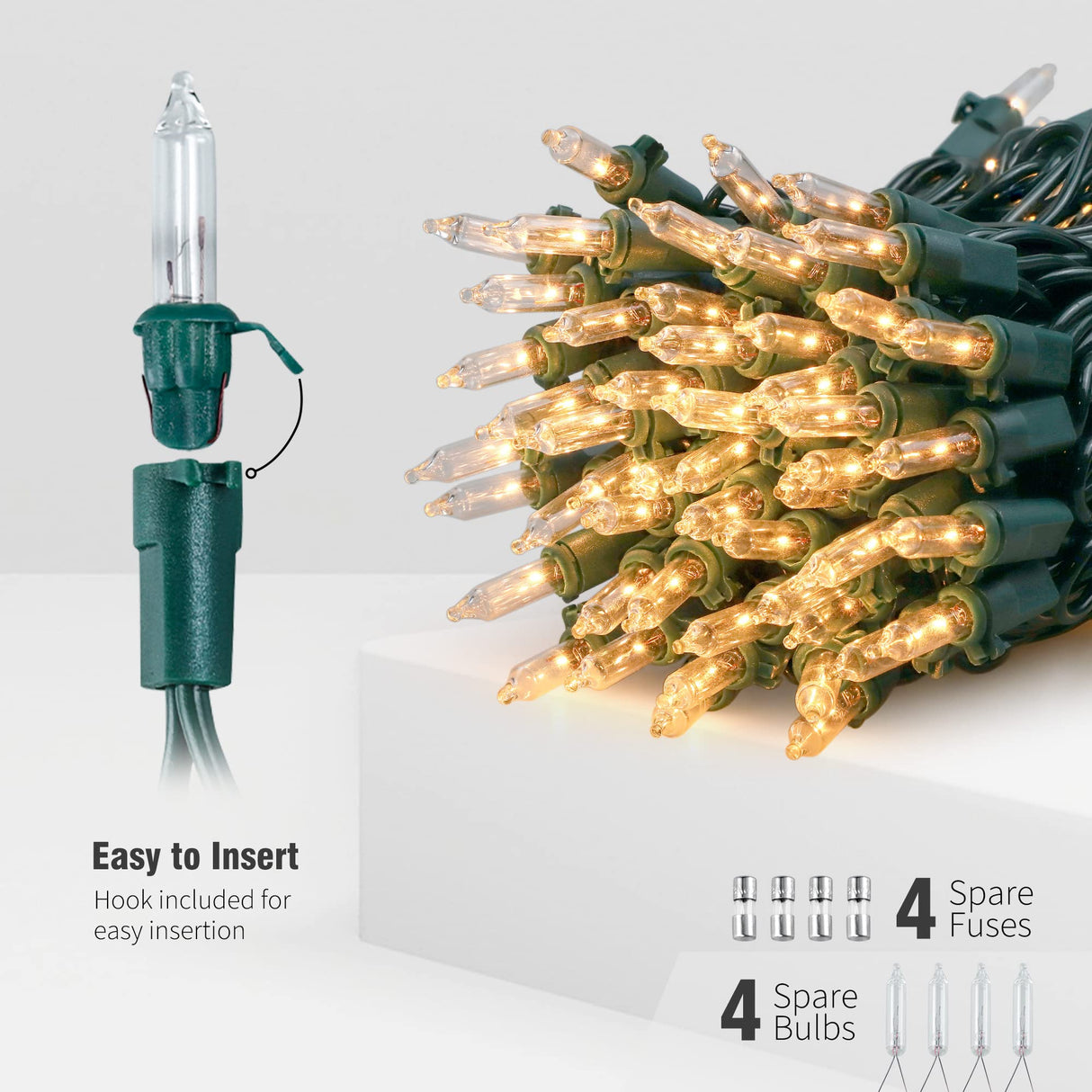 Hopolon Clear Christmas Lights Set 2PACK 50Count 13Feet Incandescent Bulb Mini String Lights for Indoor Christmas Tree Garland Birthday Wedding Festival Decor, Warm White Hopolon