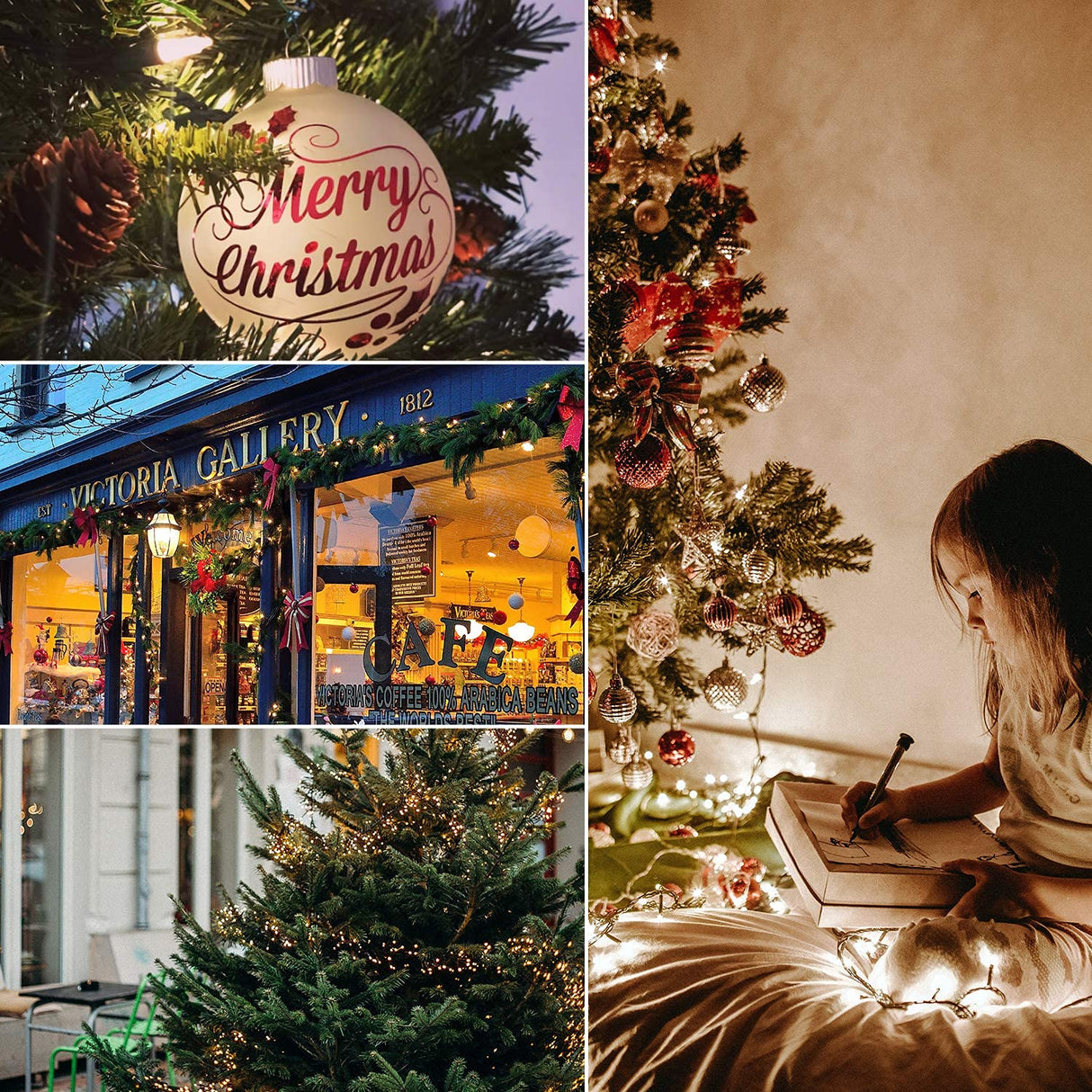 Battery Operated Christmas Lights 4 Pack 18 Feet 50 LED Clear Mini String Lights with 8 Modes Waterproof Tree Lights for Xmas Outdoor Indoor Holiday Party Garden Decor, Warm White Brightown