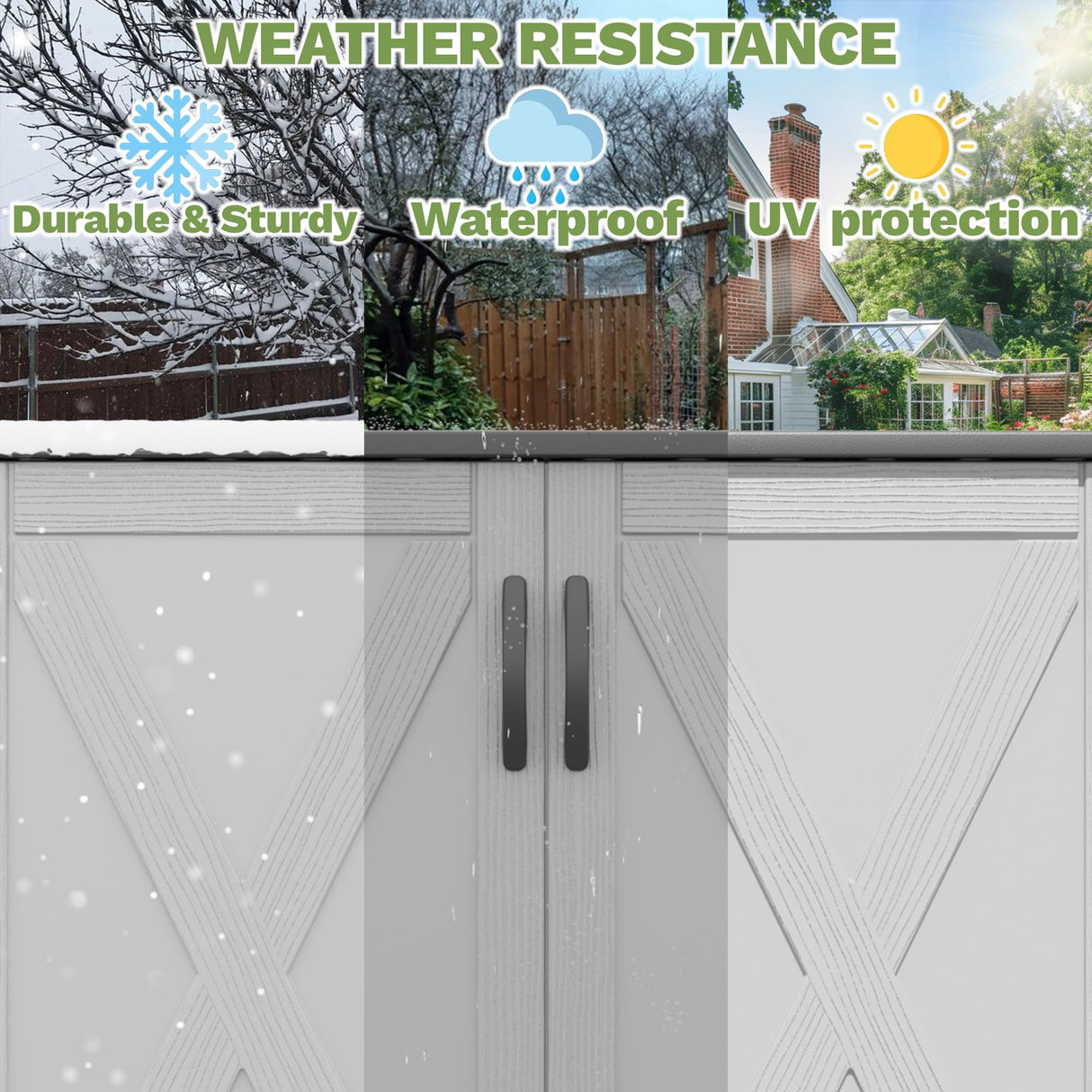 Devoko 50 Cu.ft Outdoor Storage Cabinet - Vertical Resin Storage Shed - Holds Patio Furniture, Pool Toys, Garden Tools (White) Shelf Not Included Devoko