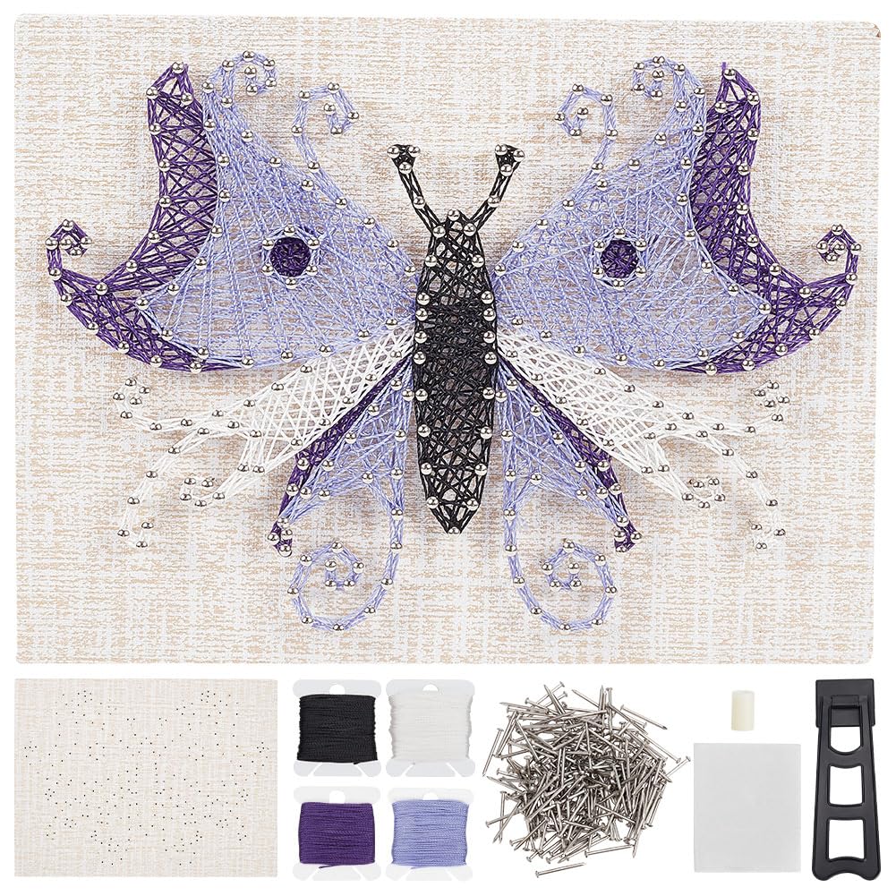WEBBEDY 3D String Art Kit DIY Butterfly String Arts and Craft Kits for Adults Beginners Include All Necessary Accessories and Wooden Frame, Home Wall Decorations Unique Gift for Valentine's Day WEBEEDY