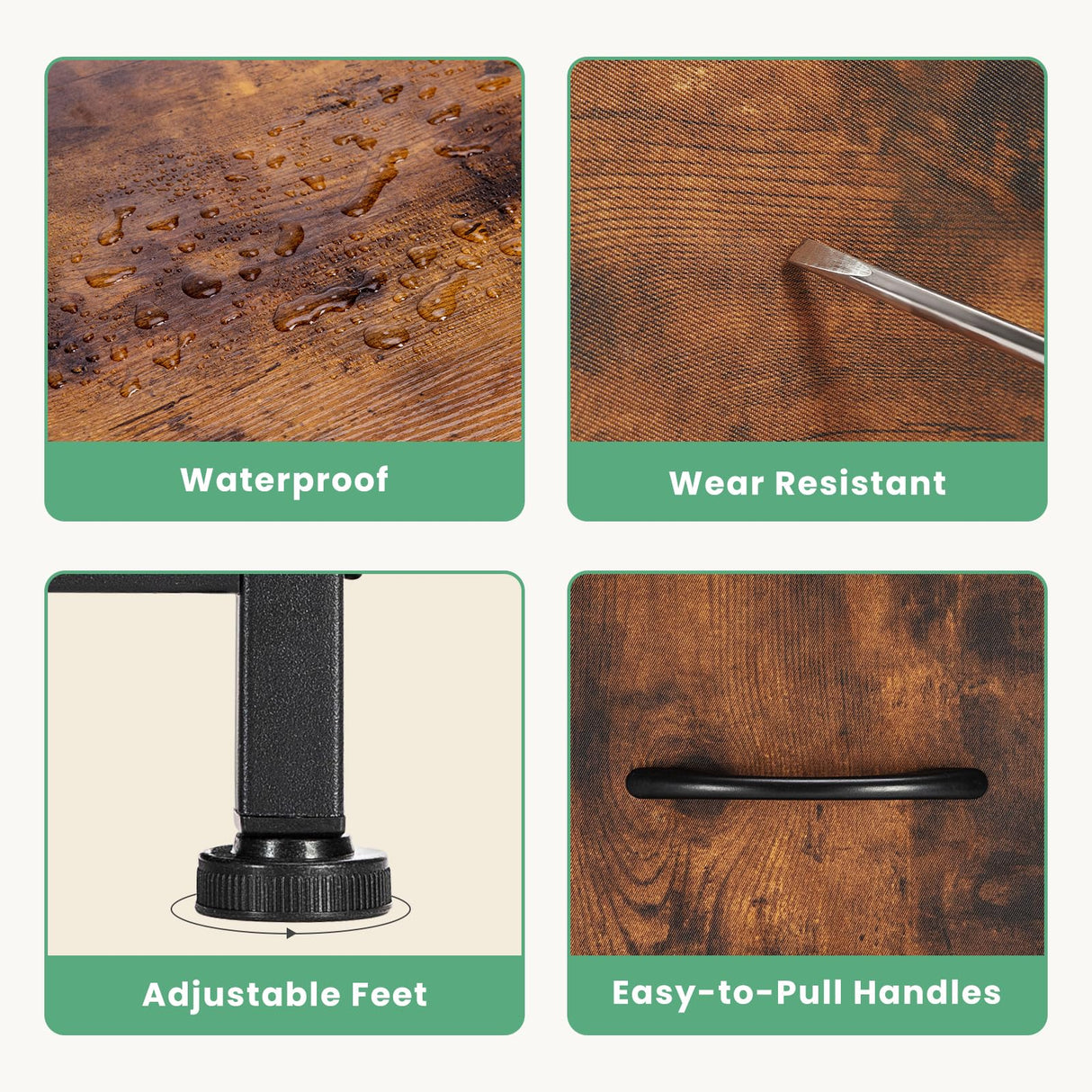 ANTONIA TV Stand Dresser for Bedroom with 5 Fabric Drawer, Entertainment Center for 45 inch Television, Media Console Table with Storage, Open Shelf, Adjustable Feet, Living Room Furniture, Brown ANTONIA