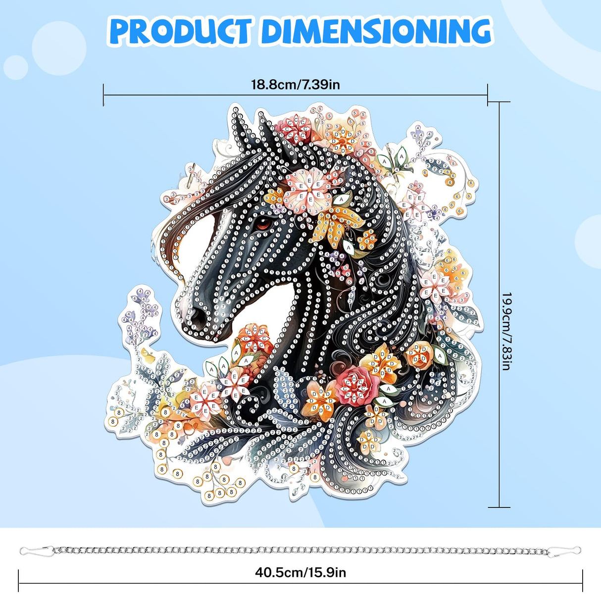 Bowetile Hanging Diamond Art Horse Kits for Adults Beginners, 5D Special Shape Diamond Painting Horse Kits, Animal Diamond Gem Art Suncatchers Painting Pendant Ornament for Home Garden Wall Decor Bowetile