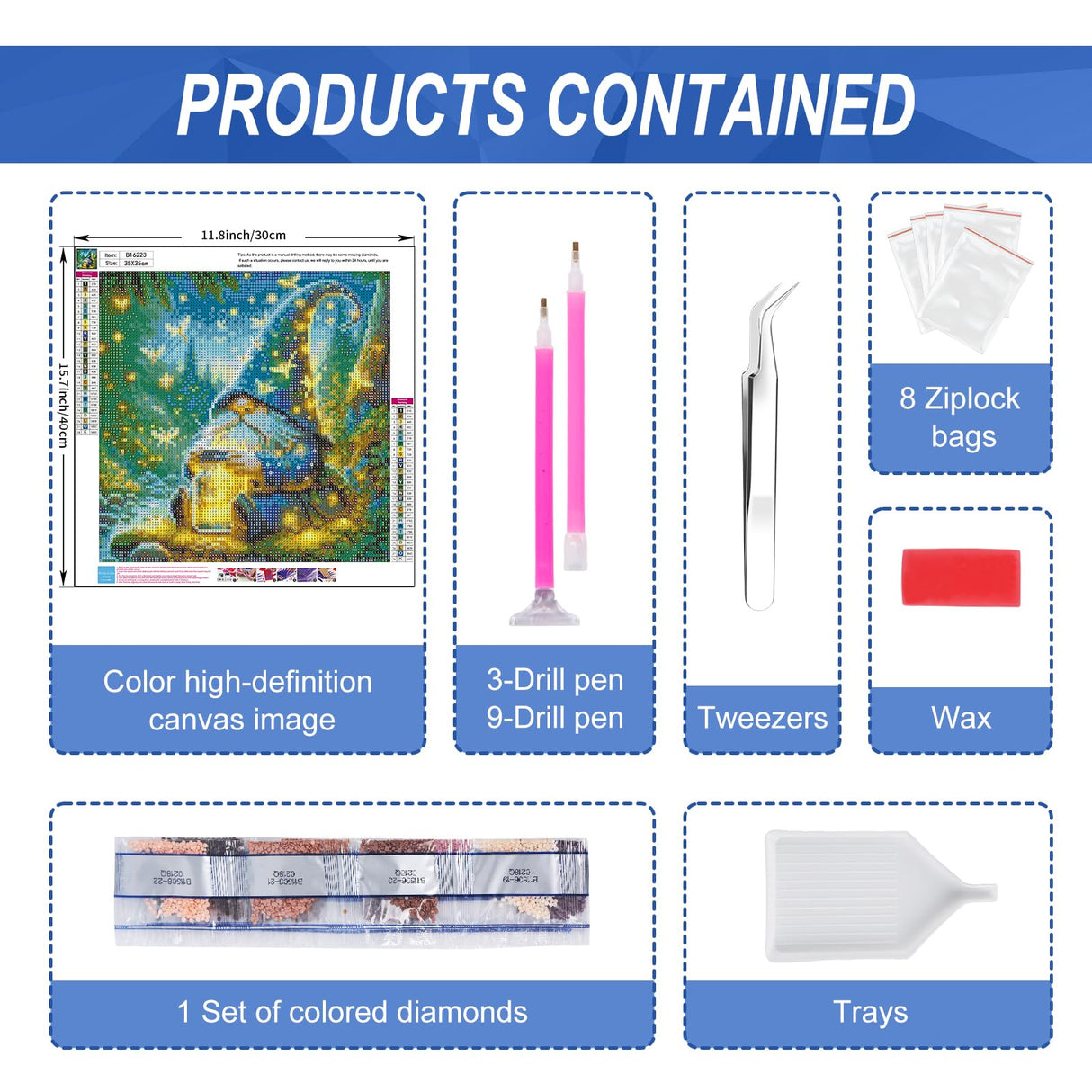 Camocin Diamond Art Kits for Adults Gnomes, 5D Gnome Diamond Painting Kits for Adults Beginners, DIY Gnome Full Round Dots Drill Gem Art Kit for Gift Home Wall Decor 14 x 14 Inch Camocin