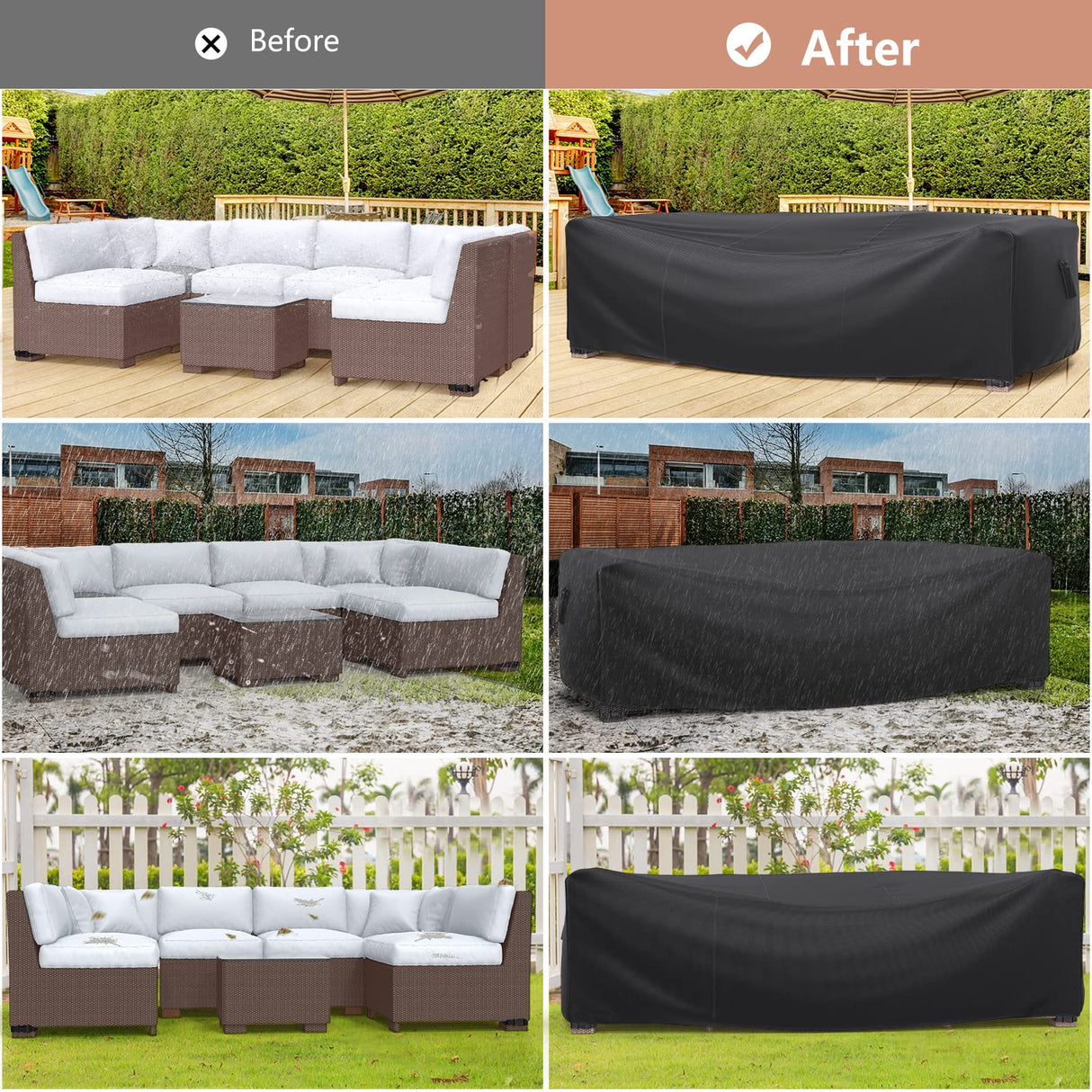 Patio Furniture Set Cover Waterproof, Mrrihand Outdoor Sectional Sofa Set Cover Heavy Duty 600D Table and Chair Set Cover 107" L×81" W×27.9" H Mrrihand