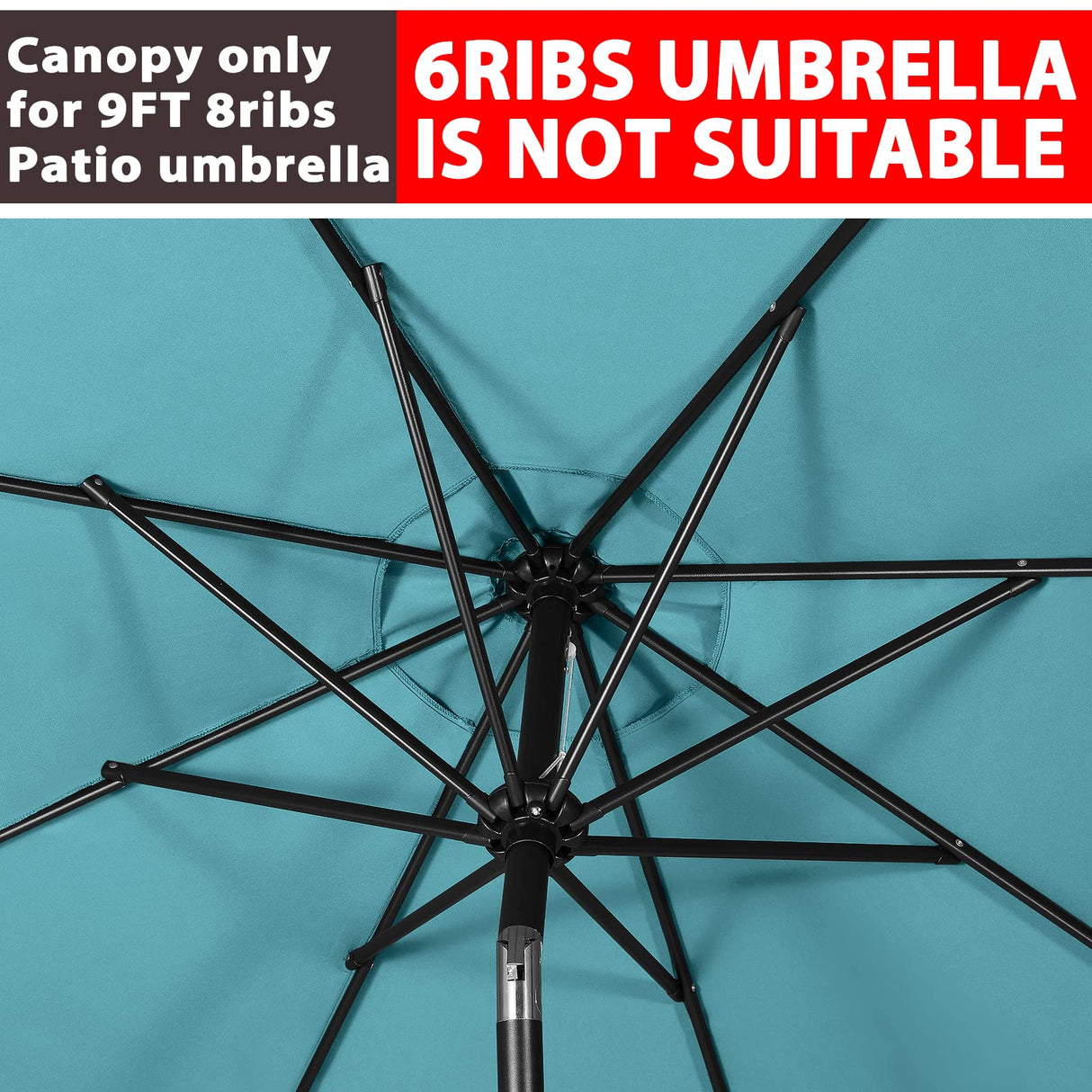ABCCANOPY 9ft Outdoor Umbrella Replacement Top Suit 8 Ribs (Turquoise) ABCCANOPY