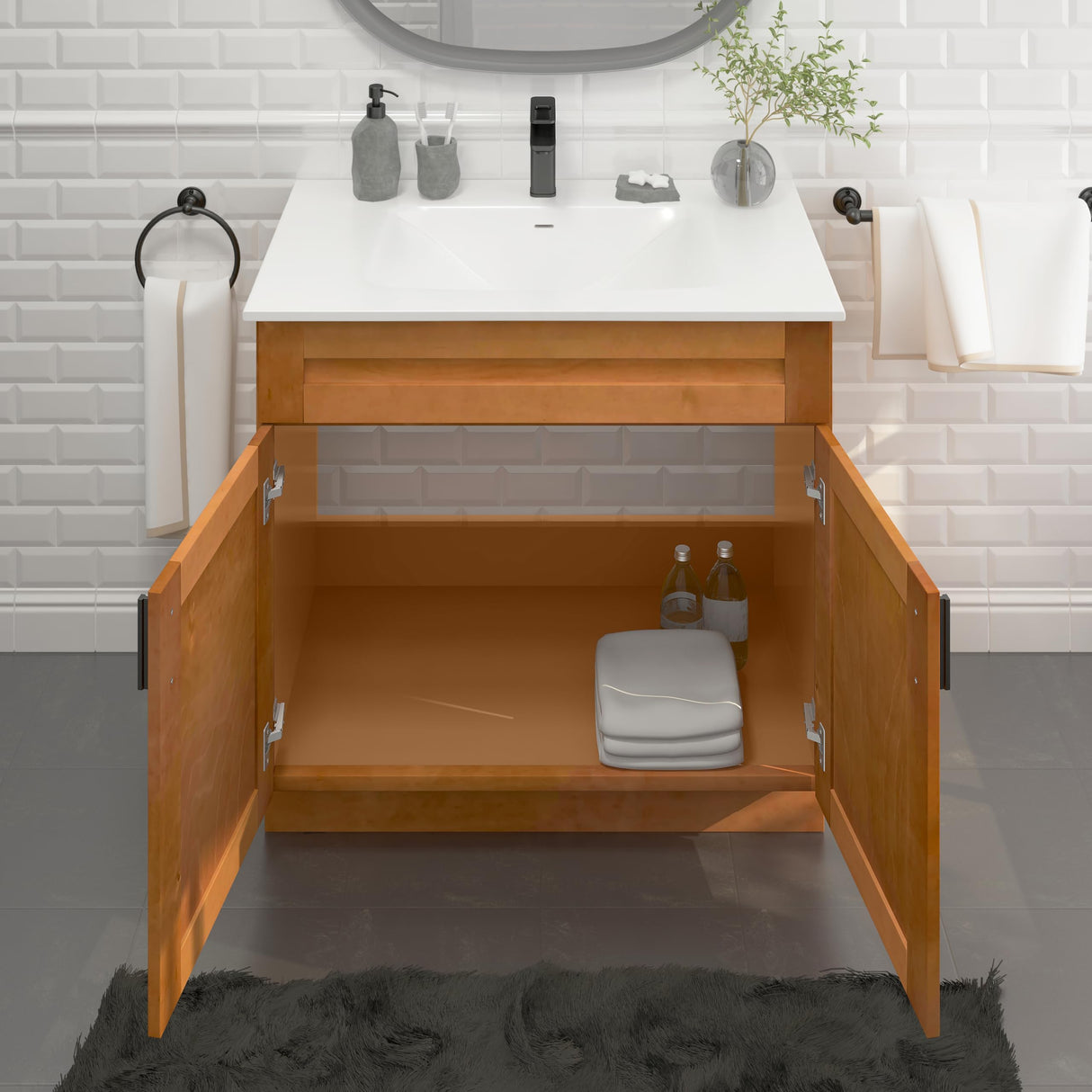 Bathroom Vanity Sink Base Ready-to-Assemble Bathroom Cabinet 24"/30'/36" Width (Vanity Base in Maple Shaker, 36 inch) Vanity Atelier