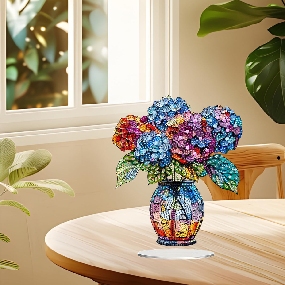 JJFox DIY Vase Tabletop Diamond Art Painting Kit,Special Shaped Rhinestone Desk Placement Ornament,Home Stand Up Gem Painting Craft Kit,Double Sided JJFox