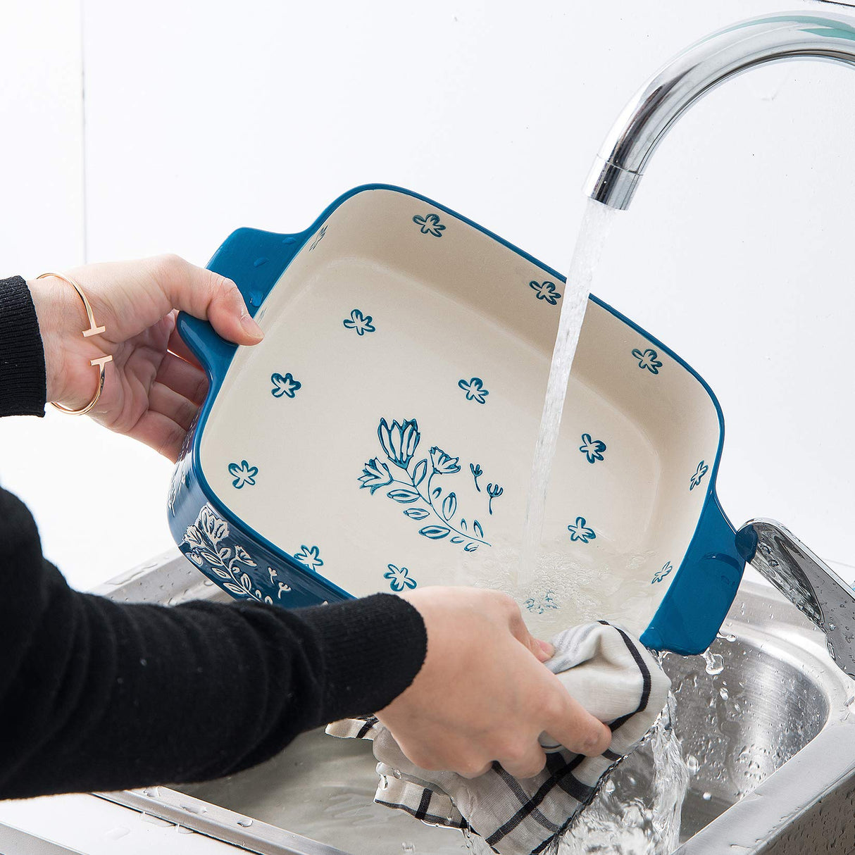 Wisenvoy Baking Dish Ceramic Brownie Pan 9x9 Baking Pan Casserole Dish Lasagna Pan Square Rose Dish Pan Bakeware Sets Wisenvoy