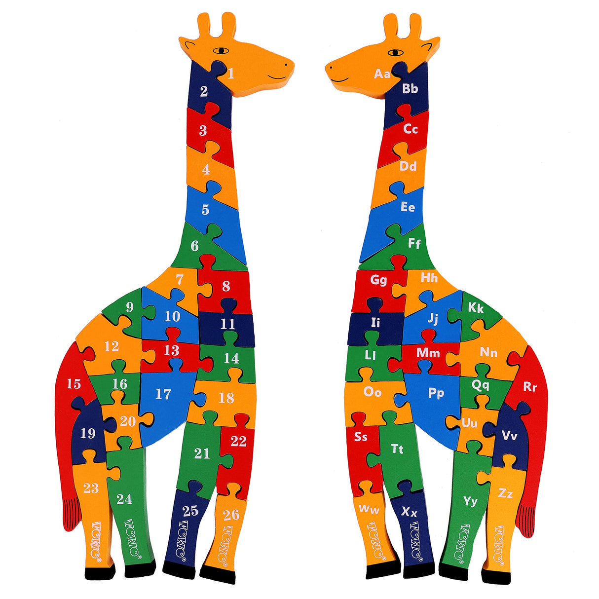 TOWO Wooden Giraffe Alphabet Blocks and Number Blocks Jigsaw Puzzle 41 cm Large Size 2 in 1 ABC Number Puzzle - Wooden Letter Blocks Puzzle Number Puzzles Educational Toys for 3 Year olds Toys of Wood Oxford