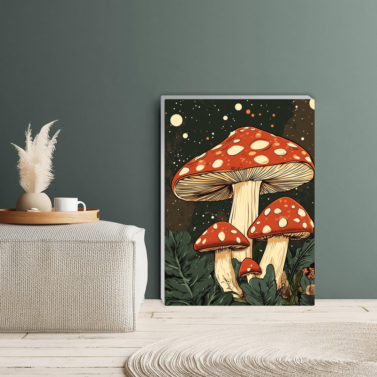 Reofrey Framed Paint by Numbers Kit for Adults & Beginner - 2Pcs 8x12Inch Canvas Mushrooms Paint by Numbers - Night Sky Educational & Creative Art Set for Beginners - Perfect for Home Wall Decoration Reofrey