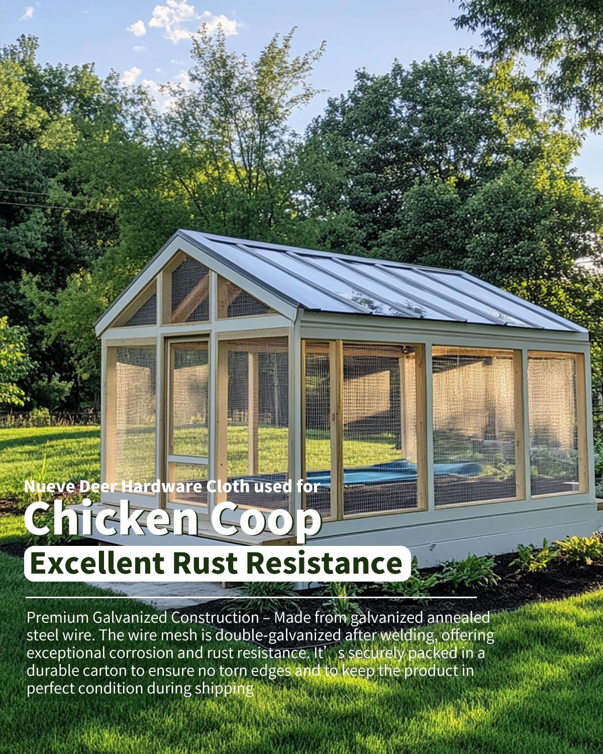 Nueve Deer 1/2 inch Hardware Cloth 48x50 19-Gauge - Hot Dipped Galvanized After Welding - Chicken Wire Fence Roll, Wire Mesh Roll, Rabbit Wire Fencing, Cage Wire, Chicken Coop/Run Cover Nueve Deer