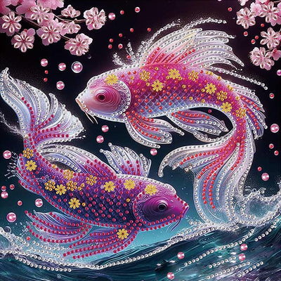 WSLWXSHM 5D Special Shape Diamond Art Kits for Beginners, Diamond Painting Kits for Adults Fish, Crystal Rhinestones Diamond Painting for Home Wall Decoration Gift 12×12inch/30×30cm, Brocaded Carp
