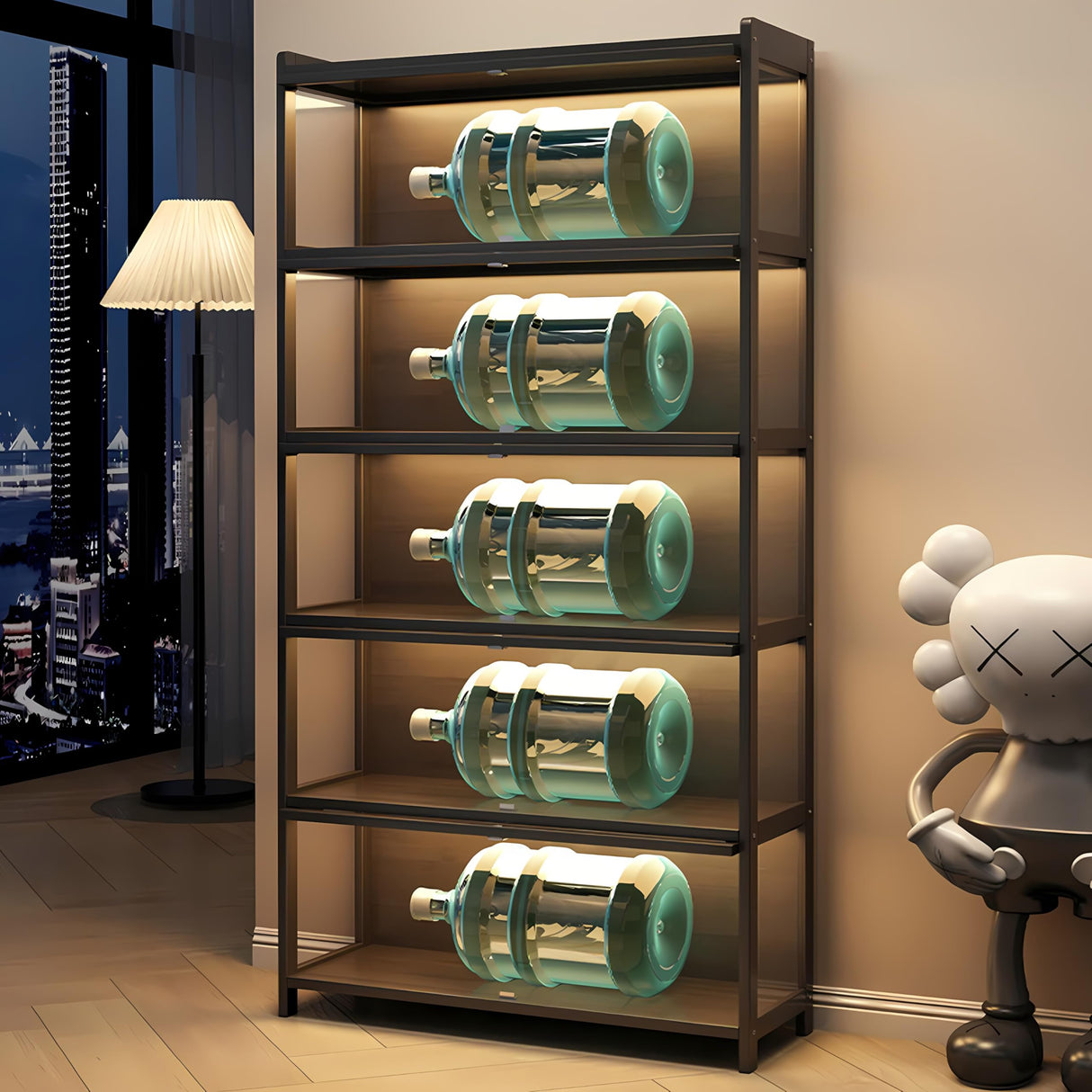 TVMCNA 67" Display Cabinet, Curio Display Cabinet with Door and 4 Adjustable Shelves, Large Capacity Storage Cabinet Collectibles Toy Display Case for Living Room TVMCNA